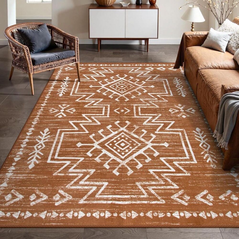 Brand New Lahome Vivienne Boho Area Rug – Burnt Orange, 8' × 10'